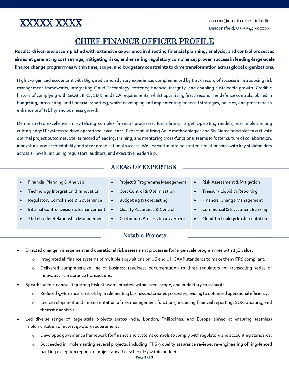 ATS Compliant CV sample — Sample A72