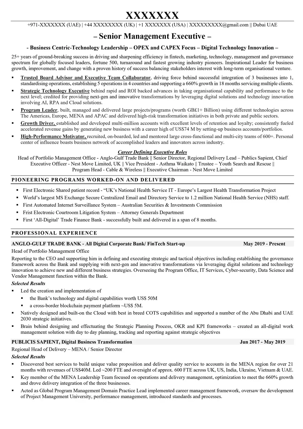Structured resume layout for managers, specialists, analysts, and operations professionals.