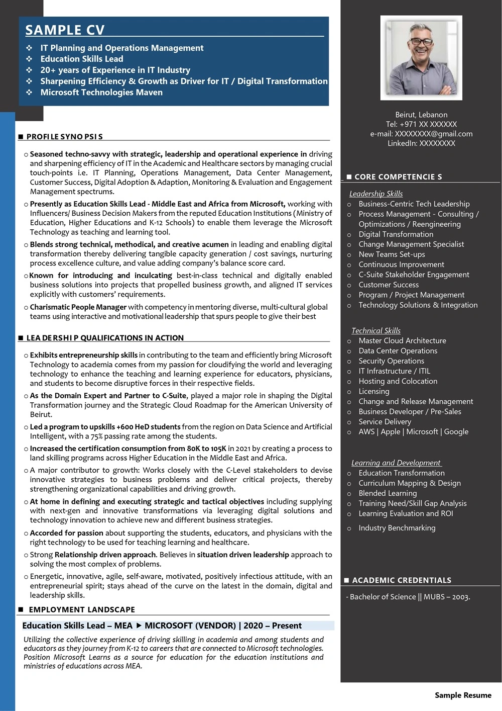 ATS Compliant CV sample — Sample A22